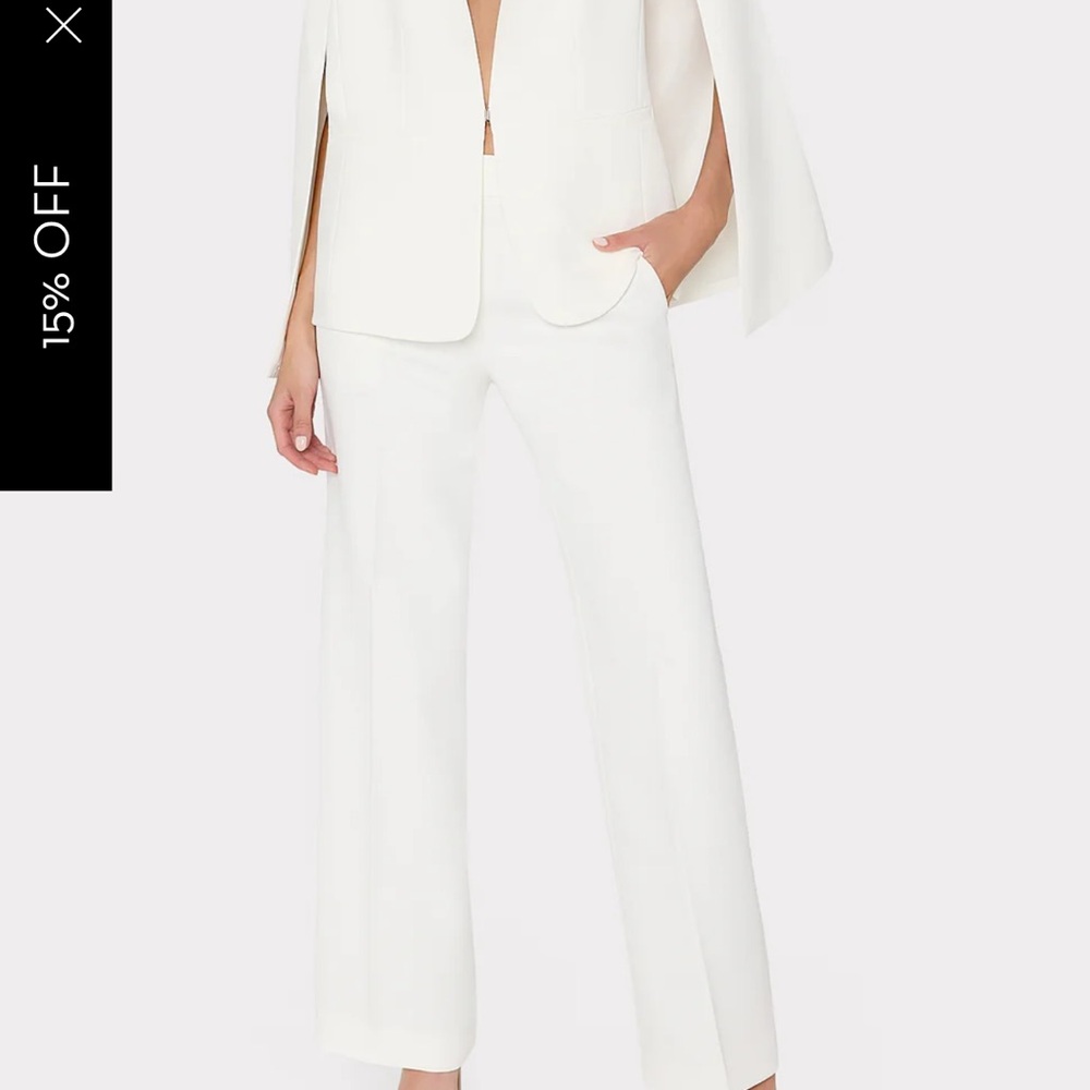 Milly Natia Crepe Pants Ecru - Picture 3 of 4